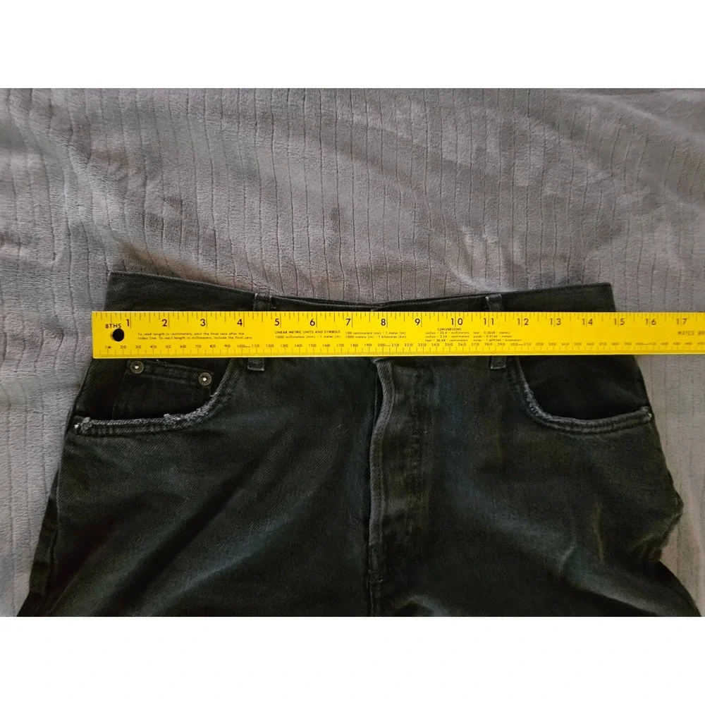 Free People We The Free Black Distressed Straight Leg Jeans Button Fly size 27